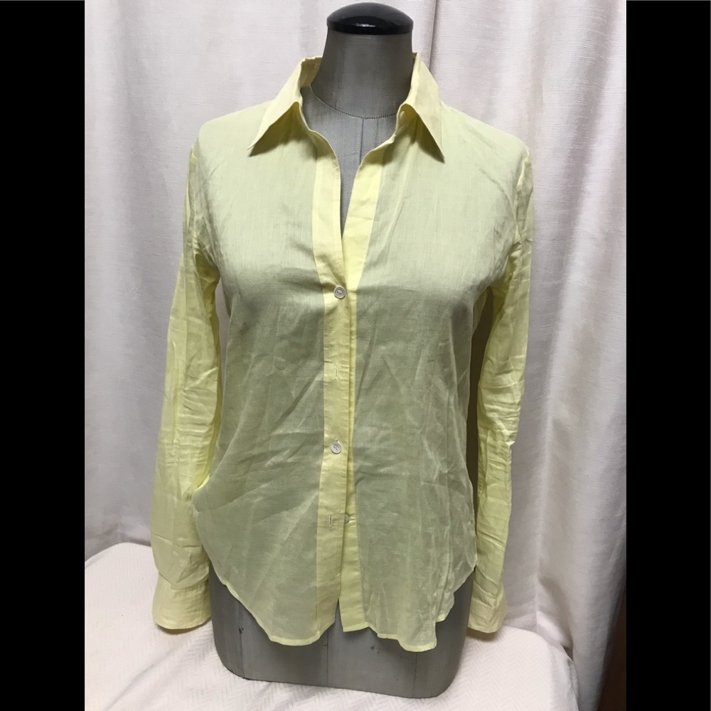 Theory Yellow button down blouse Size Small